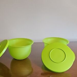 Tupperware Lime Green Food Storage Bowls